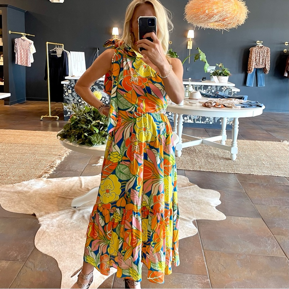 Silk one shoulder dress in beautiful citrus colors by JCrew. New w tags.
